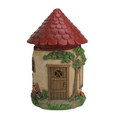 11.5" Solar Powered LED Round Mushroom Fairy Cottage Outdoor Garden Statue