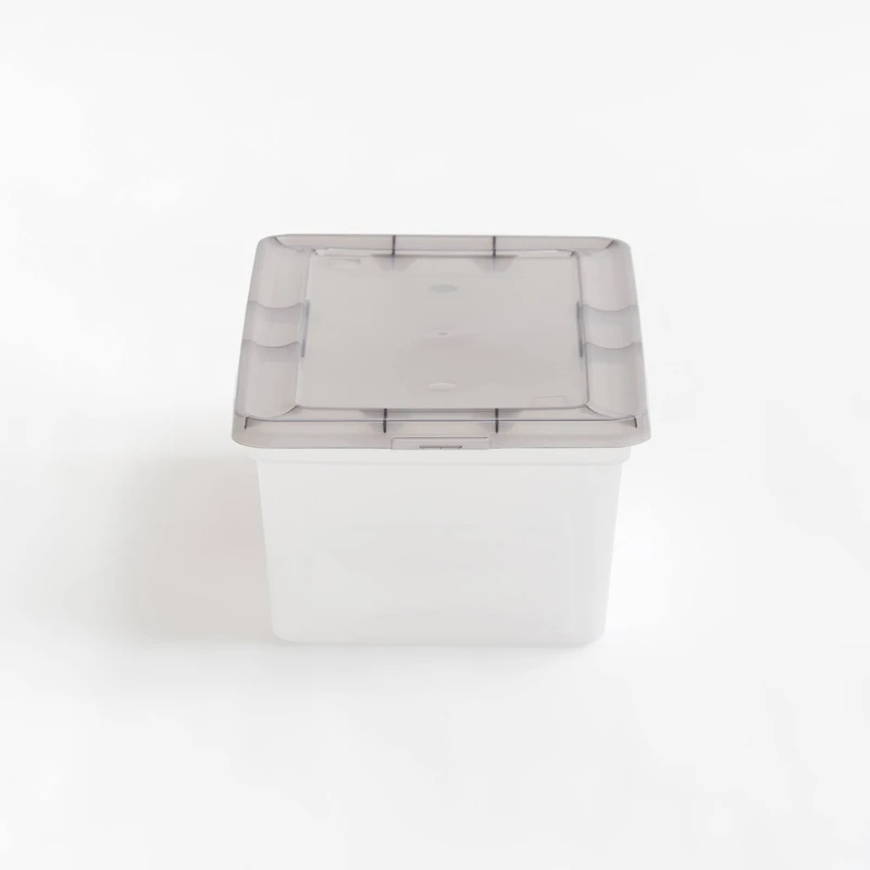 IRIS Clear Stackable Storage Boxes with Gray Lid