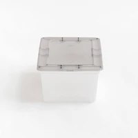 IRIS Clear Stackable Storage Boxes with Gray Lid