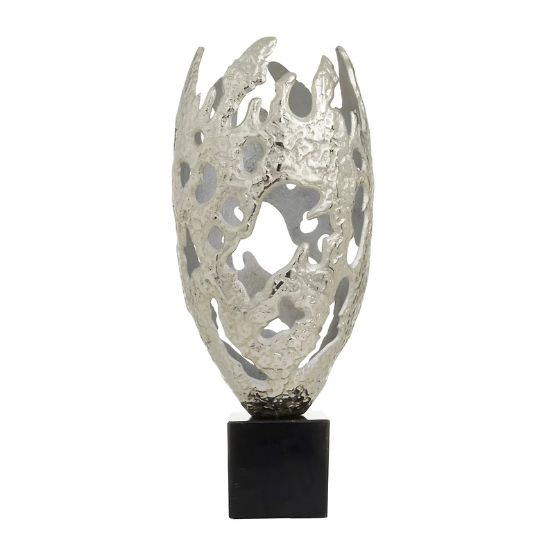 Silver Aluminum Contemporary Sculpture, 23" x 10" x 10"