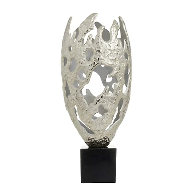 Silver Aluminum Contemporary Sculpture, 23" x 10" x 10"