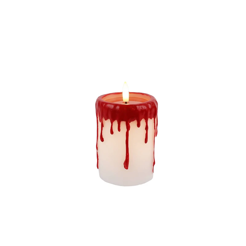 3" x 4" Red Dripping LED Wax Pillar Candle by Ashland®