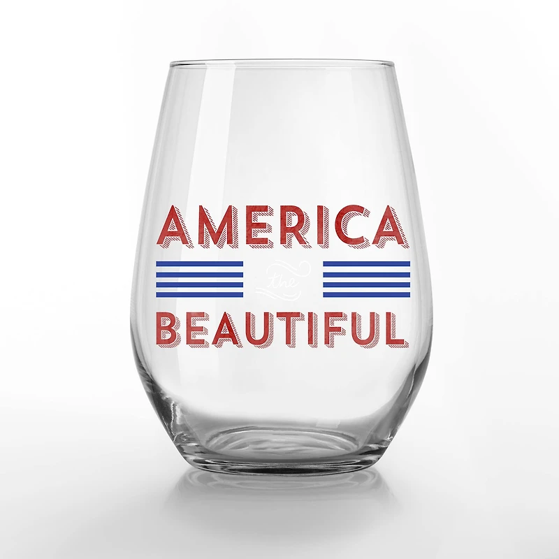 15oz. America the Beautiful Printed Wine Glass