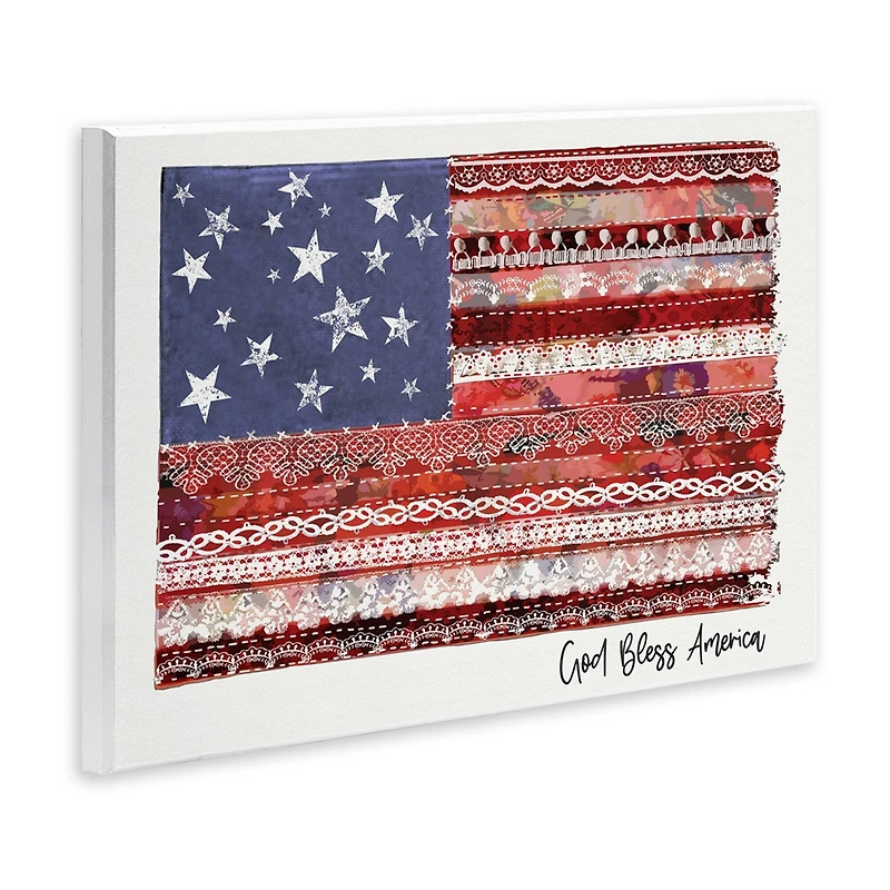 Stupell Industries God Bless America Phrase Macram� Pattern Flag Wall Plaque Art