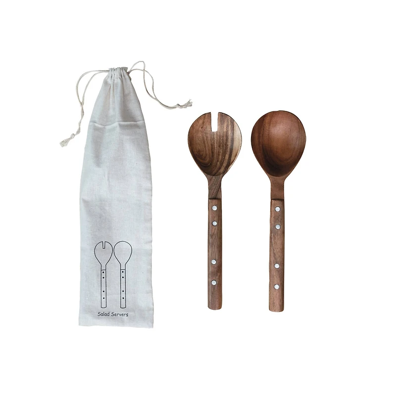 Hello Honey® Natural Rustic Charm Mango Wood Salad Server Set