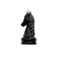 3.75" Black Knight Chess Piece Glass Ornament by Ashland®