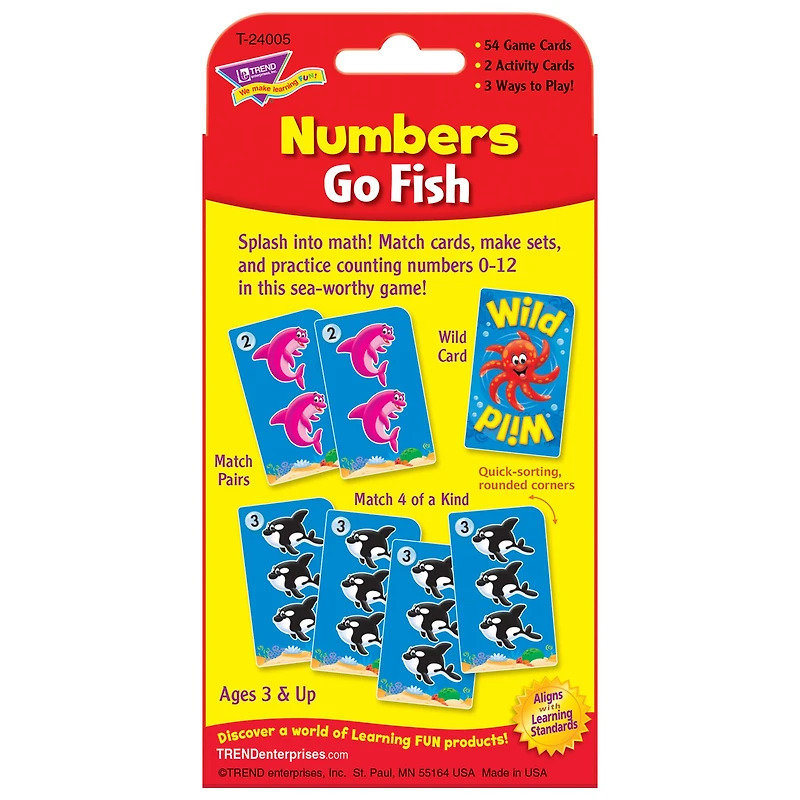 TREND Challenge Cards® Numbers Go Fish, 6 Pack of 56