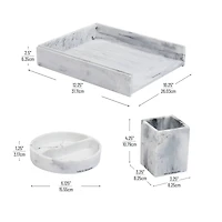 Mind Reader Marbella Collection White Pen Cup, Catch-All Dish & Paper Tray Office Set