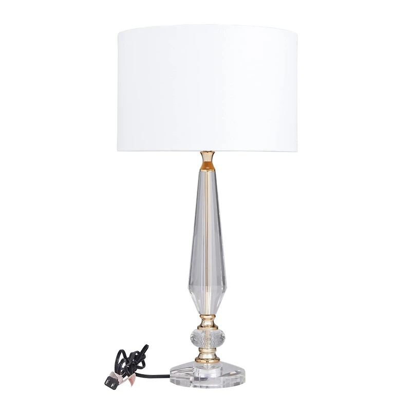 White Linen Traditional Buffet Lamp, 27" x 14" x 14"