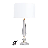 White Linen Traditional Buffet Lamp, 27" x 14" x 14"