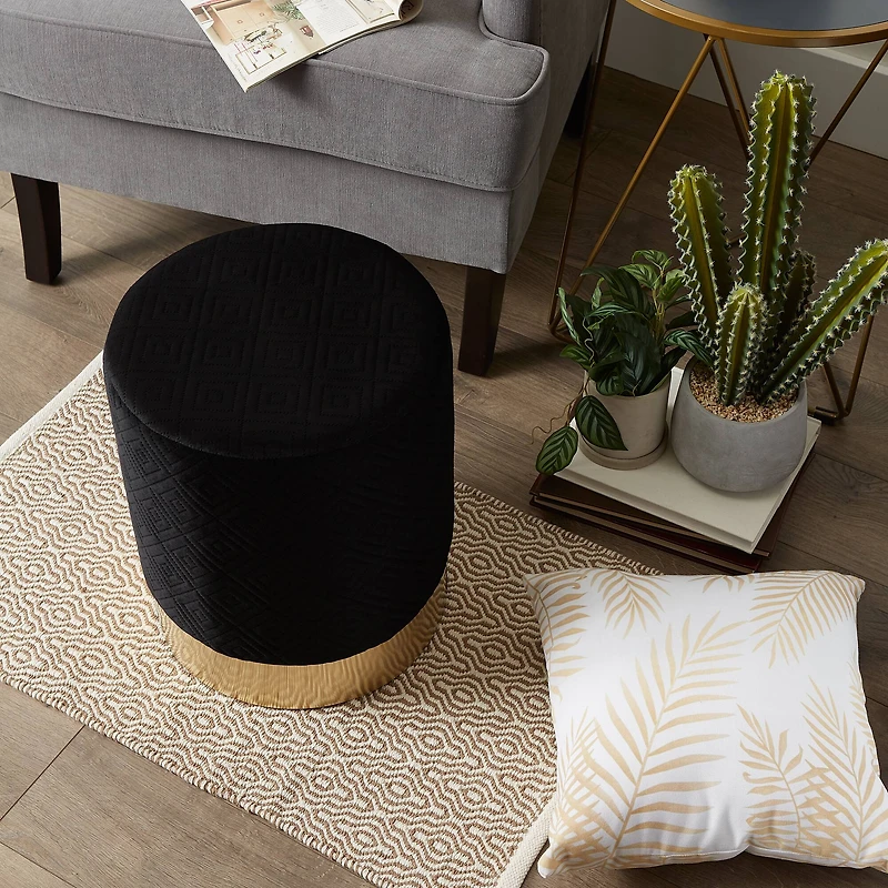 16.5" Black Velvet Stool