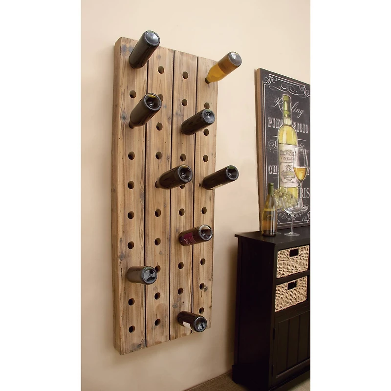 Brown Wooden Pallet Wall Wine Rack