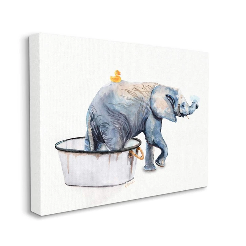 Stupell Industries Charming Rustic Elephant In Bubble Bath Painting Canvas Wall Art