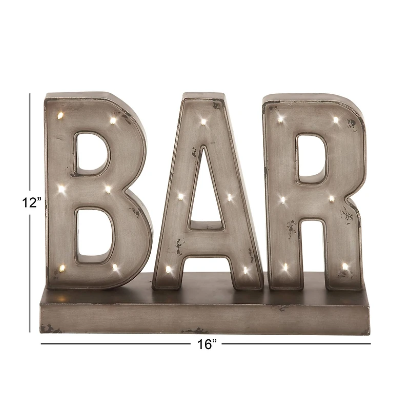 The Novogratz 16'' Brown Tin Industrial BAR Sign