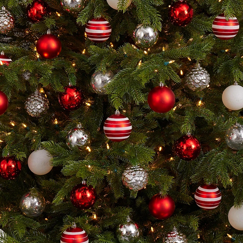 64ct. 3" Red & Silver Shatterproof Ball Ornaments