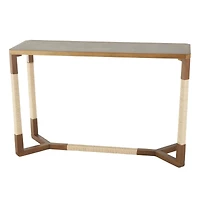 47.25" Brown Wooden Living Room Console Table with Rope Wrapped Frame