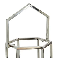 Silver Stainless Steel Contemporary Lantern, 18" x 10" x 11"