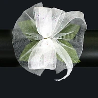 JAM Paper White Corsage Wristlet with Iridescent Sparkles