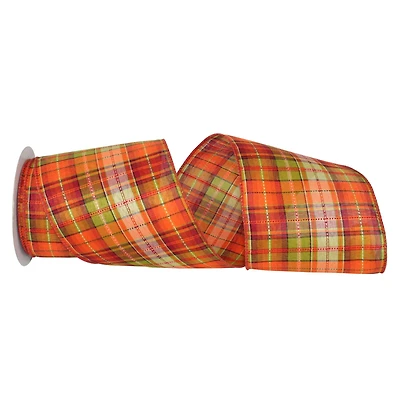 JAM Paper 2.5" x 10yd. Seasonal Fall Supreme Plaid Wired Ribbon