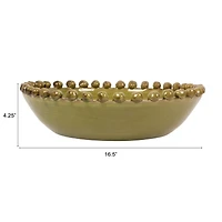 Hello Honey® 16.5" Green Round Hobnail Terra Cotta Decorative Bowl