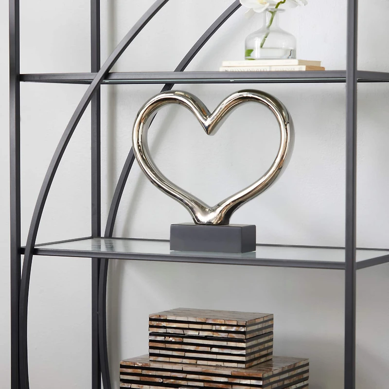 The Novogratz 12" Silver Ceramic Contemporary Heart Sculpture