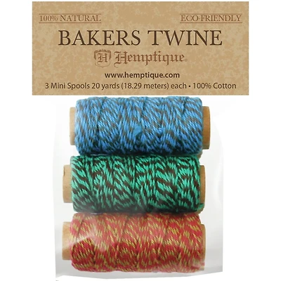 Hemptique® Jester Cotton Baker's Twine Mini Spools, 3ct.