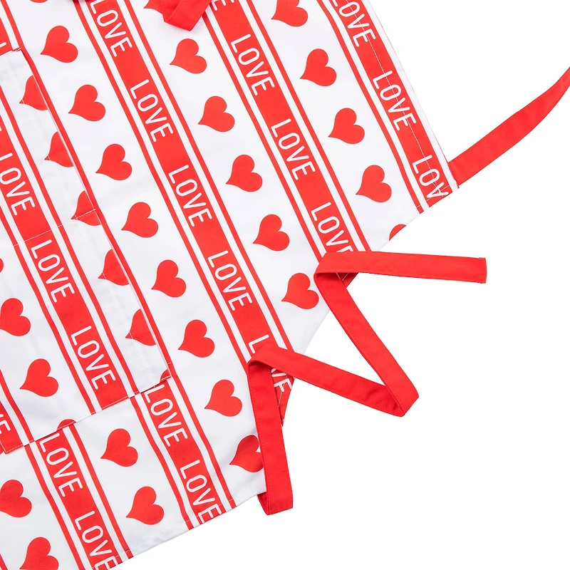 Glitzhome® 31.25" Fabric Valentine's Heart Apron