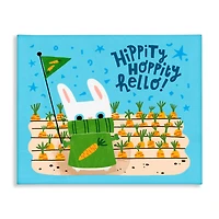 Stupell Industries Hippity Hoppity Hello Bunny Canvas Wall Art