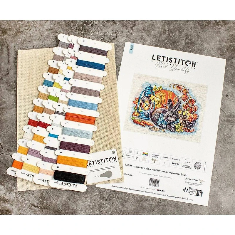 LetiStitch Autumn with a Rabbit Counted Cross Stitch Kit