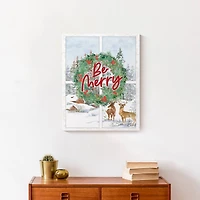Be Merry Winter Window 16x20 Canvas Wall Art