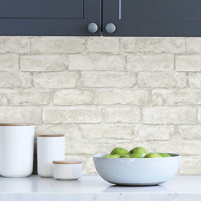 InHome White Denver Brick Peel & Stick Wallpaper