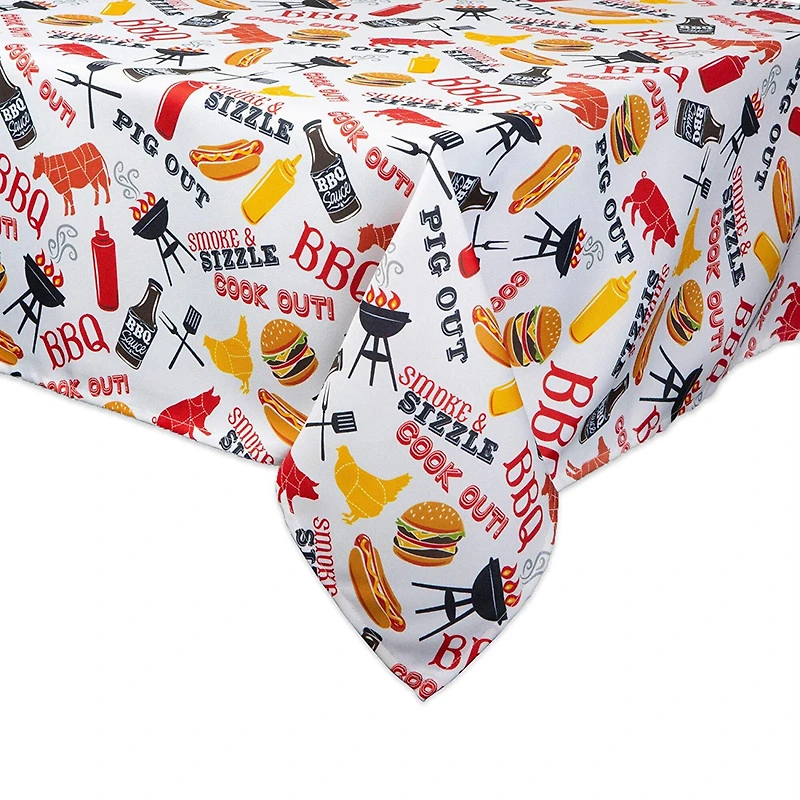 DII® 120" BBQ Fun Print Outdoor Tablecloth with Zipper