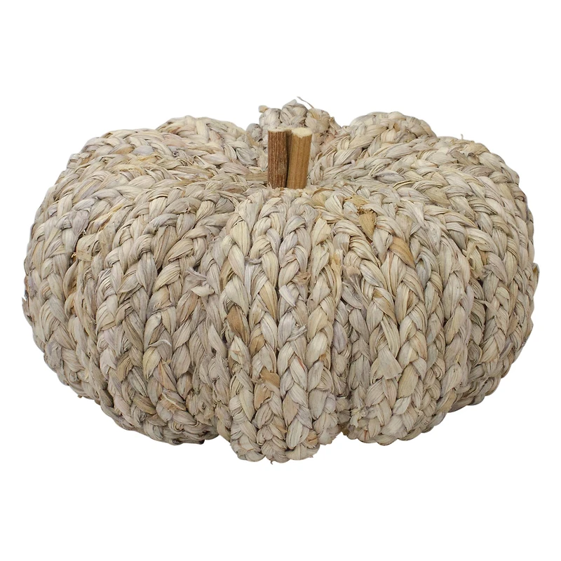 9.5" Beige Weaved Autumn Harvest Tabletop Pumpkin