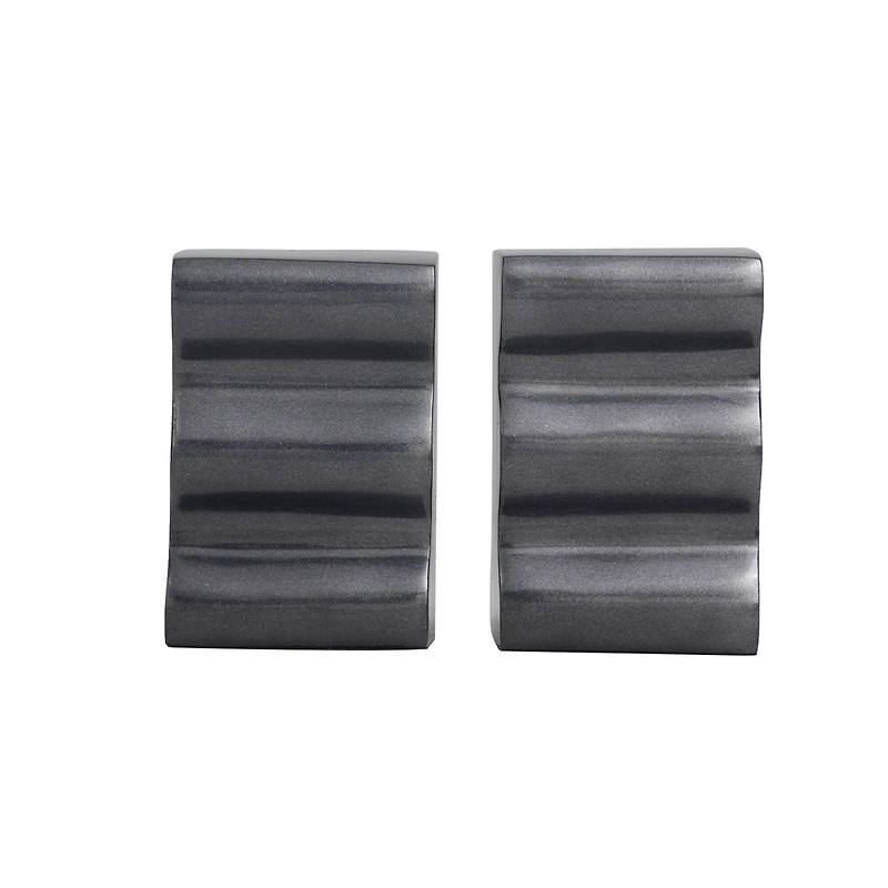 6" Wave Aluminum Bookends Set