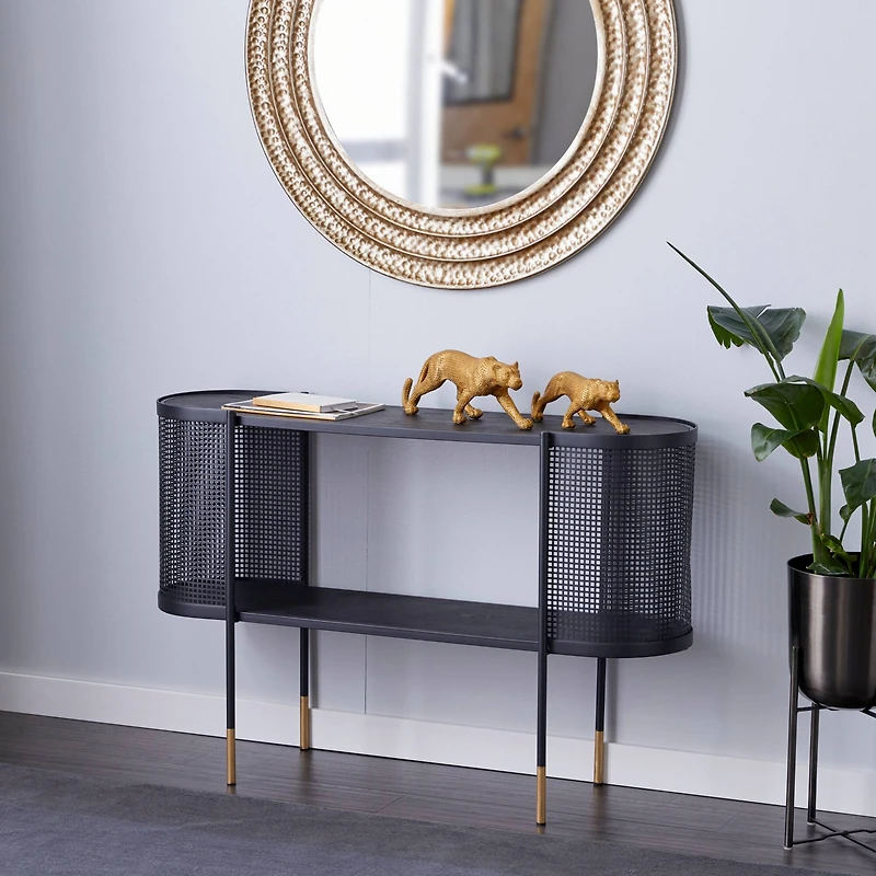 Black Contemporary Metal Console Table, 32" x 47"