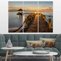 Designart - Brown Wooden Pier in Evening