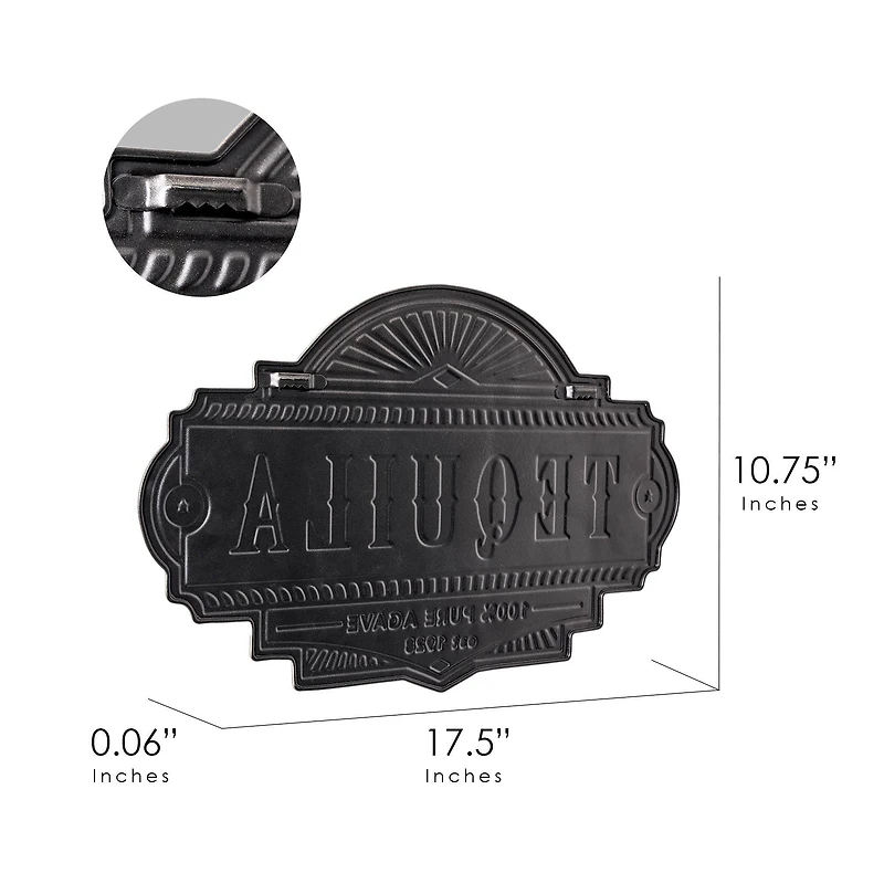 American Art Decor Tequila Embossed Black and Gold Metal Bar Sign