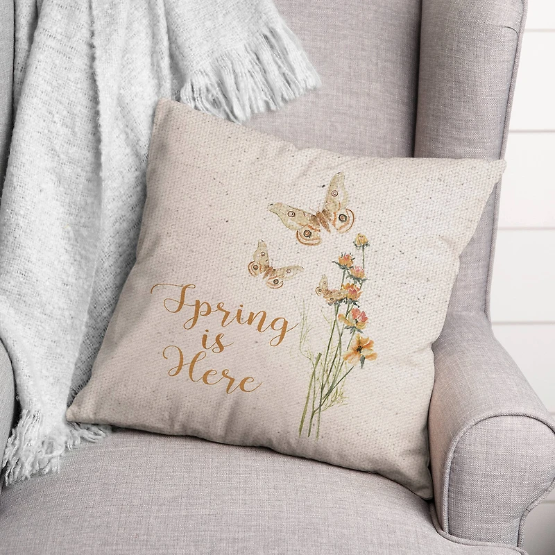 Butterfly Spring Here 18" x 18" Throw Pillow
