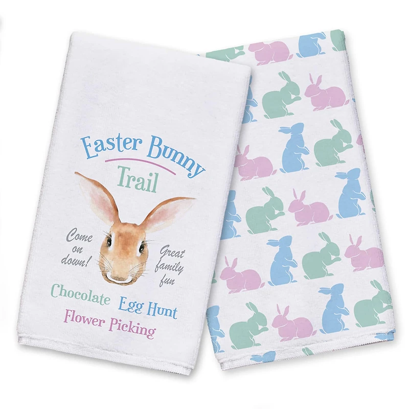 Easter Bunny Trail Tea Towel - Set of 2