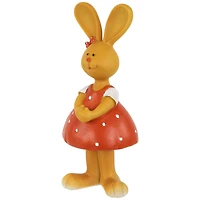8" Bunny Girl in Polka Dot Dress Easter Outdoor Garden Statue