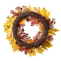Glitzhome® 24" Fall Dahlia, Pumpkin, Leaf & Berry Wreath