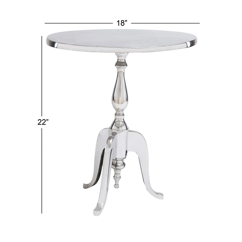 22" Silver Aluminum Traditional Accent Table
