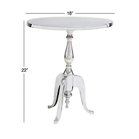 22" Silver Aluminum Traditional Accent Table
