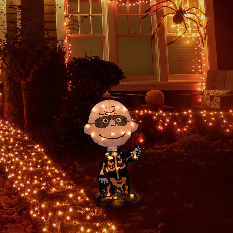 18" LED Peanuts Charlie Brown Bones Yard Art