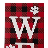 Glitzhome® 42" Plaid Pet "WELCOME" Wooden Porch Sign