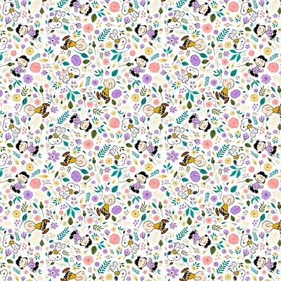 Peanuts® & Flowers Multicolor Cotton Fabric