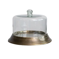 Hello Honey® 12" Glass Cloche with Antique Brass Finish Aluminum Base