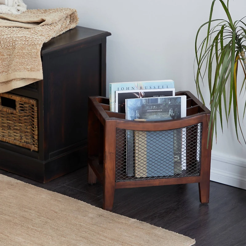Brown Wood Traditional Magazine Rack Holder