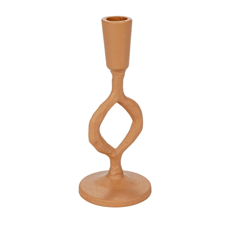 Hello Honey® 7.5" Small Tan Decorative Cast Metal Taper Candle Holder