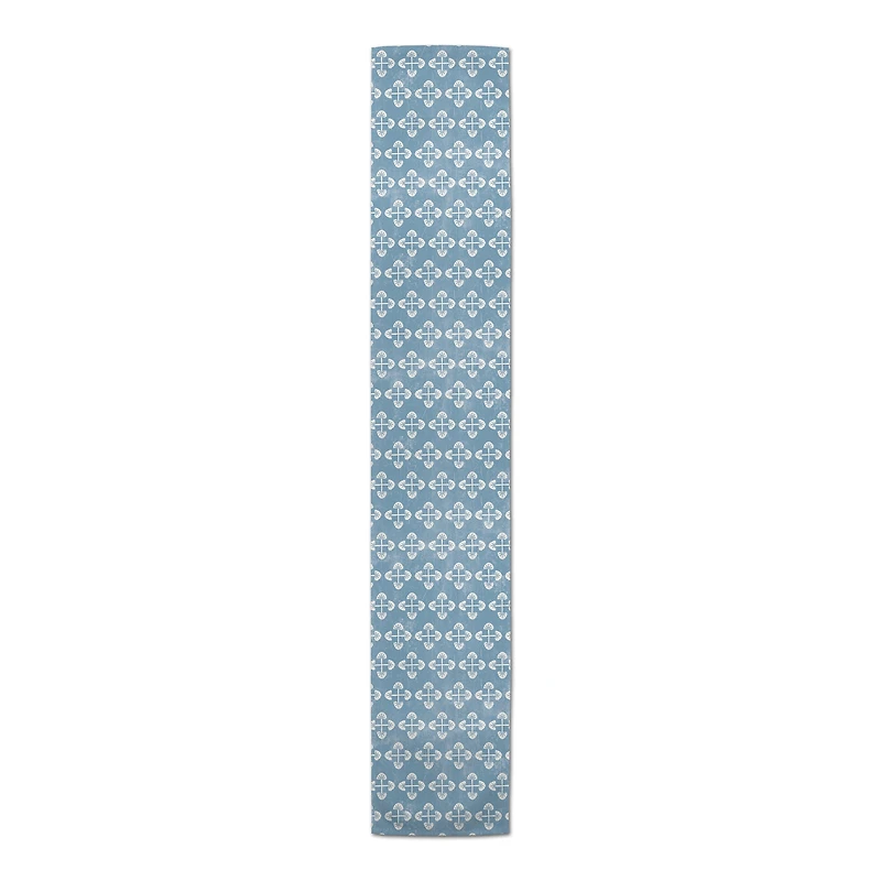90" Blue Tribal Pattern Cotton Twill Runner